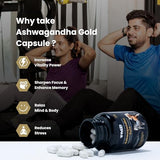 Extra Strength Ashwagandha Gold Capsules - Ayurvedic Stress & Sleep Support , Natural Energy & Immunity Booster , 60 Capsules per Bottle ( Pack of 2 )